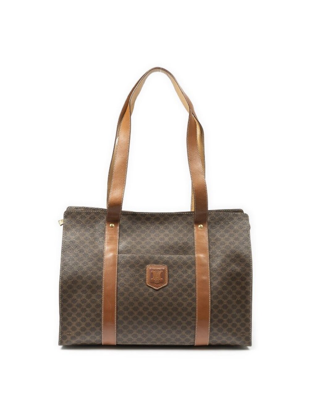 Celine Zip Shopping Tote Brown Beige Macadam Canvas